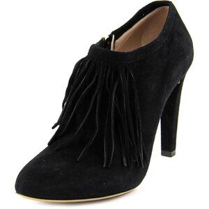Chloe Su/ki Fringe Pointed Toe Black Suede Women's Ankle Bootie, EU 38